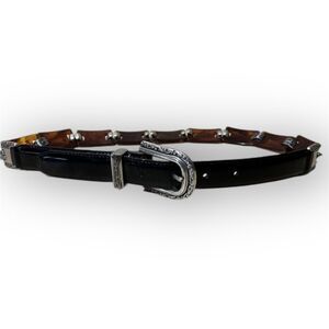 Brighton Vintage Leather & Tortoise Shell Bakelite Style Belt 42103 Womens Small